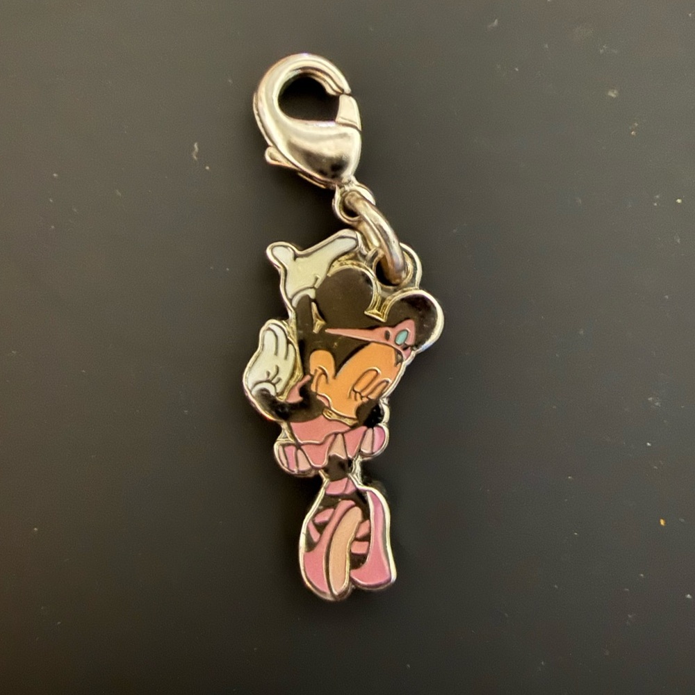 Vintage Minnie Mouse Charm WDW Disney Parks Enamel Dangle Lobster Clasp Y2K
